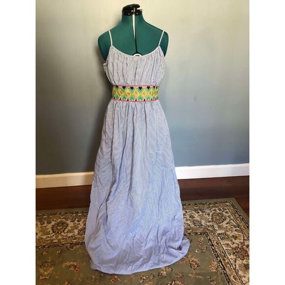 CK Bradley Lard Dress Dune Berry Resort Wear, Embroidered Blue Maxi, size M - Picture 2 of 6